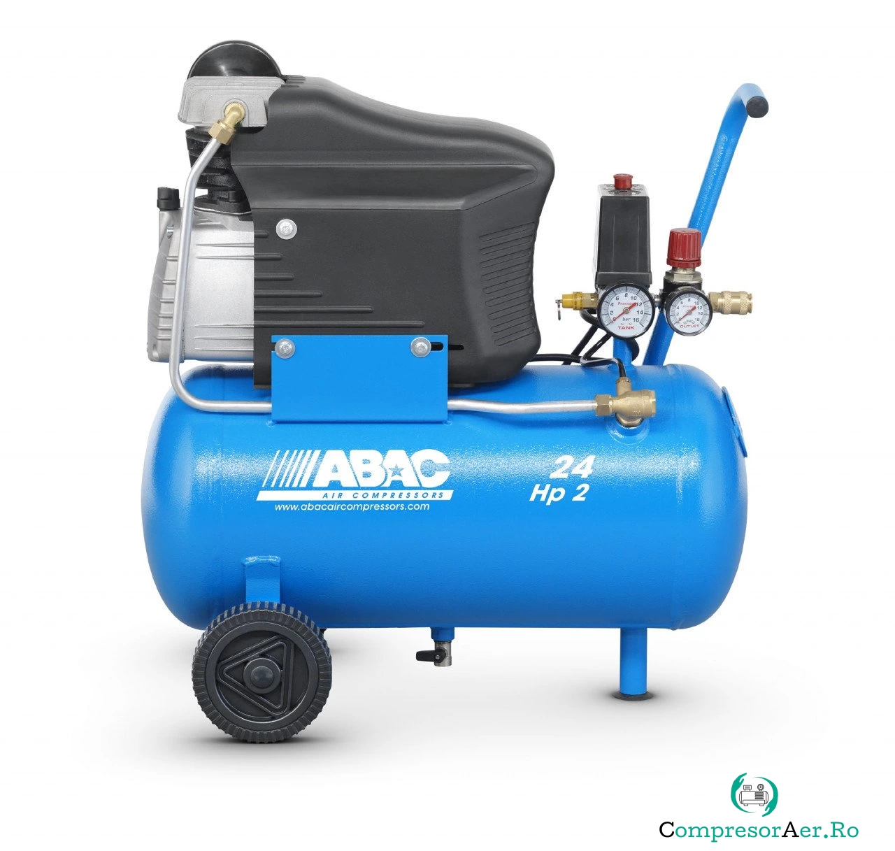 Compresor de aer cu piston - 1.5 kW, 220 L/min, 10 bari - Rezervor 24 Litri - ABAC-POLE-POSITION-L20